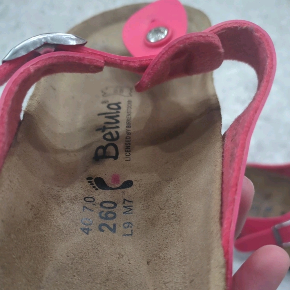 Women's Pink Betula By Birkenstock 40 U.S.9 Thong Flipflop Sandals Resort Summer - Picture 8 of 14